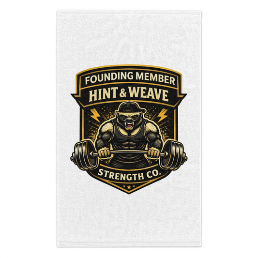 Rally Towel – 'Founding Member Hint & Weave Strength Co.' Gym Workout Toweling (11x18)