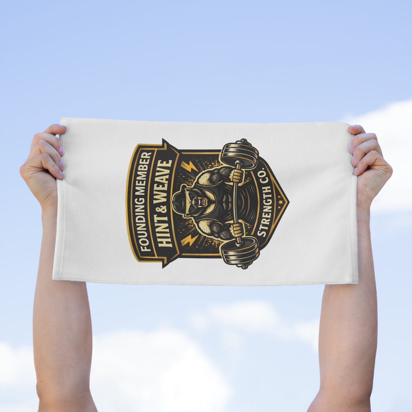 Rally Towel – 'Founding Member Hint & Weave Strength Co.' Gym Workout Toweling (11x18)