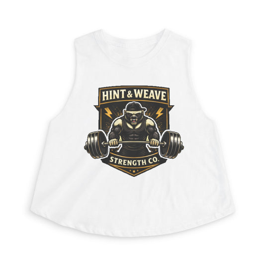Strength Co. Women's Crop Tank Top — Hint & Weave Weightlifting Gym Graphic