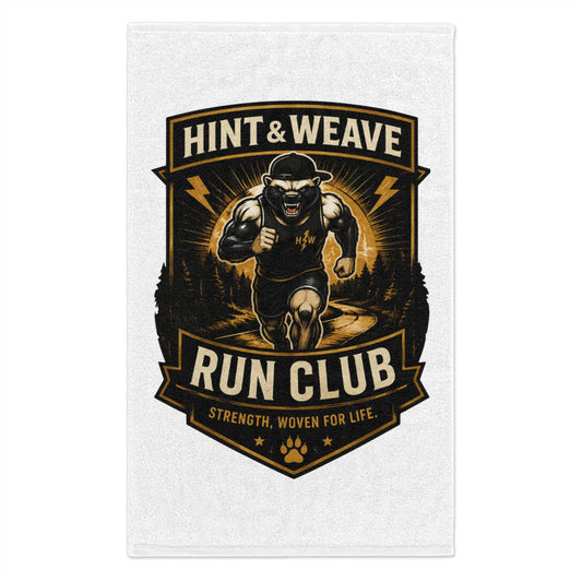 Hint & Weave Run Club Rally Towel — 11x18 Motivational Running Gym Towel