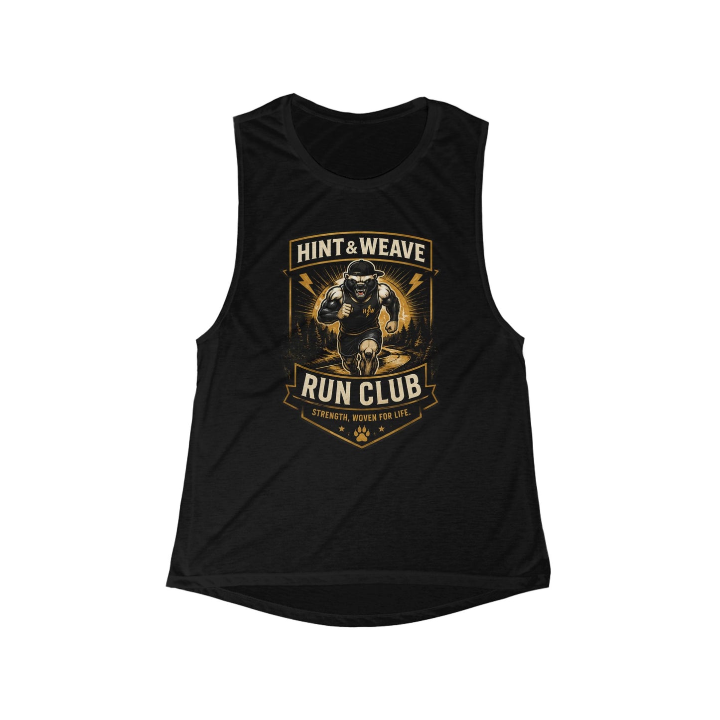 Run Club Muscle Tank — "Hint & Weave" Vintage Boxing Logo Women's Tank Top