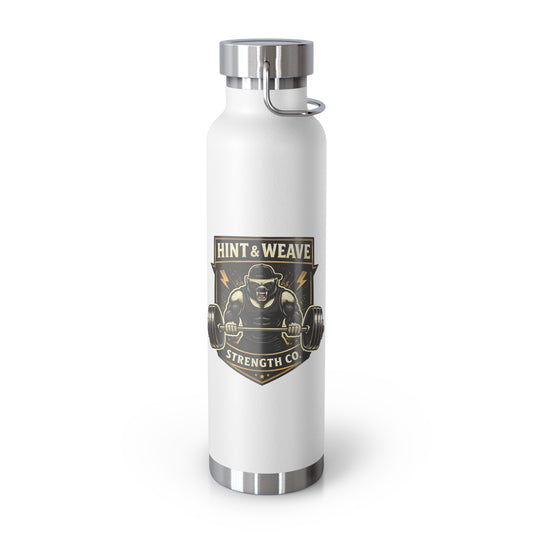 Strength Club 22oz Insulated Water Bottle — Hint & Weave Weightlifting Design