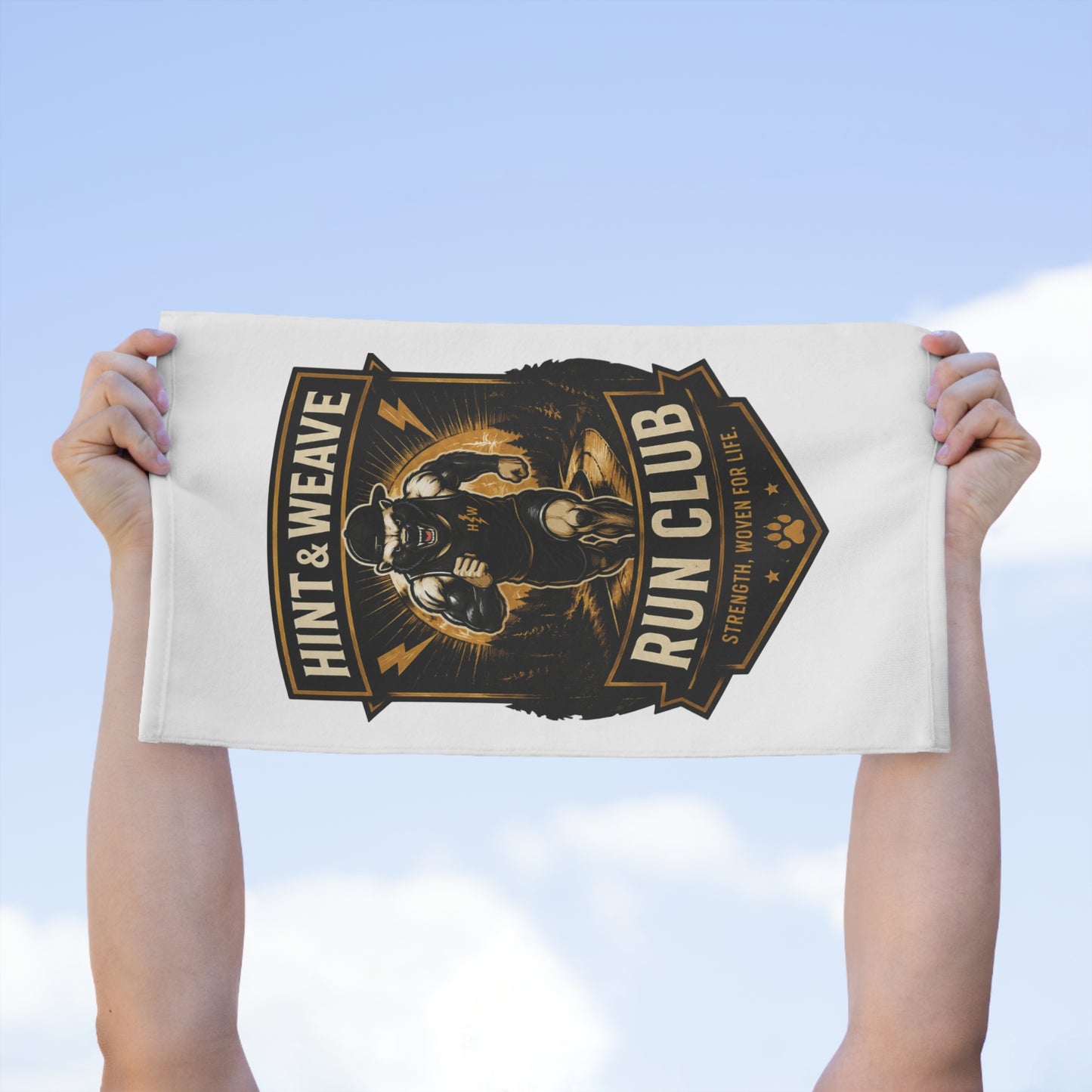 Hint & Weave Run Club Rally Towel — 11x18 Motivational Running Gym Towel