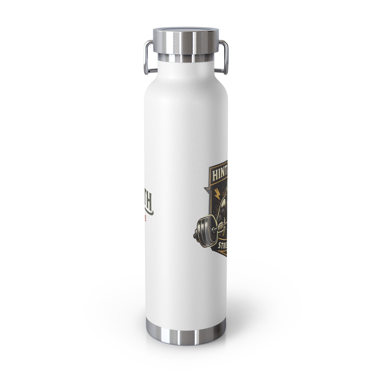 Strength Club 22oz Insulated Water Bottle — Hint & Weave Weightlifting Design