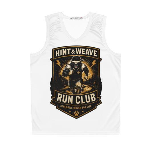 Run Club Basketball Jersey – "Hint & Weave" Motivational All-Over Print